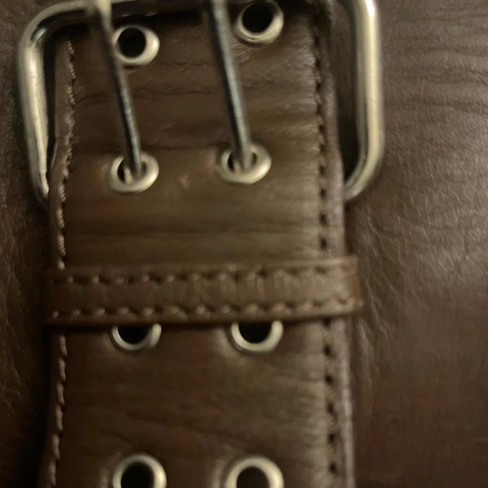 Free People Say Yes Bag Mini Chocolate Brown Leather Buckle Accents Boho Chic - Picture 8 of 8
